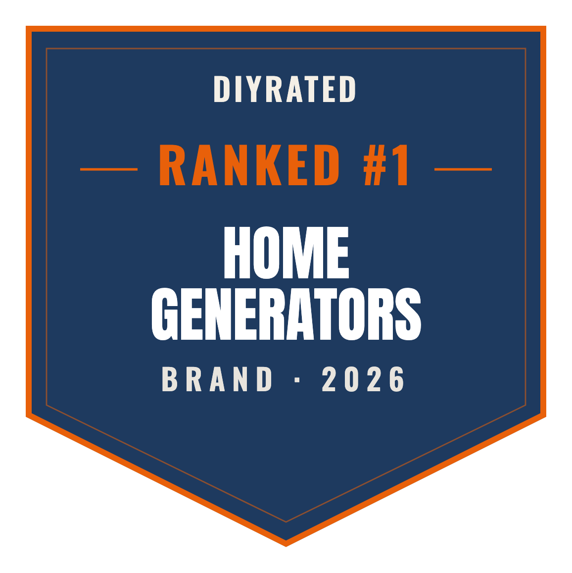 DIYRated Top Brand 2026 — Home Generators
