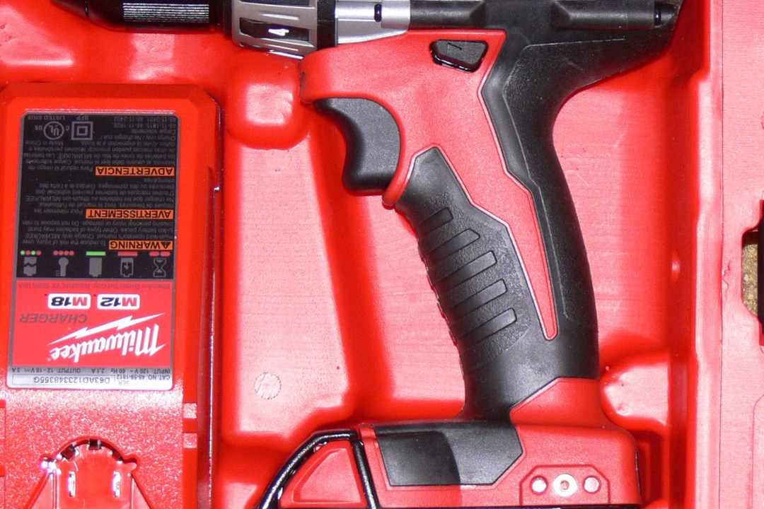 Cordless drill driver on a workshop surface